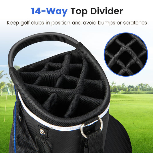 Goplus Golf Cart Bag with 14-Way Top Dividers