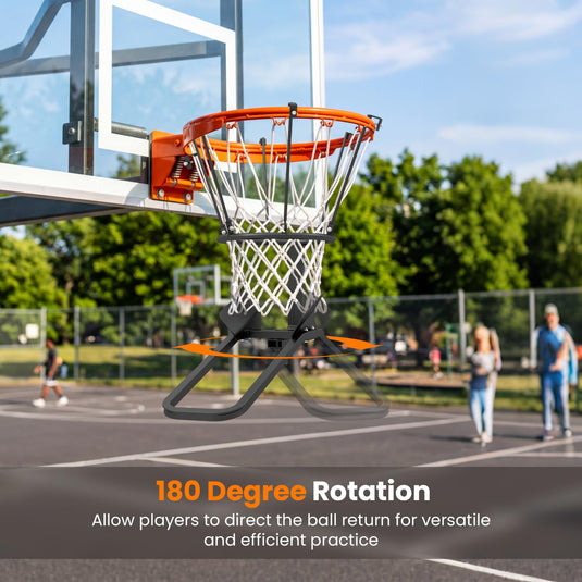 Goplus Basketball Return Attachment Heavy-Duty 180 Degree Rotatable Basketball Rebounder