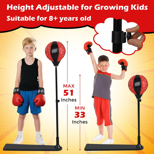 Goplus Height Adjustable Punching Bag Stand with Boxing Gloves for Teens Children