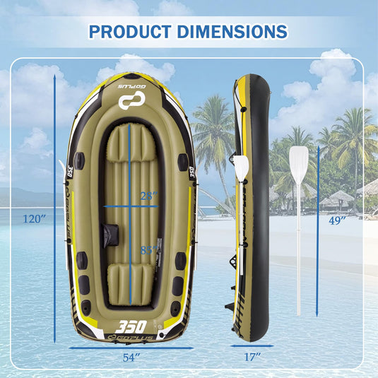 Goplus 3/4 Person Heavy-Duty Fishing Raft Set with Oars Bolster Seats Pouch & Rod Holders