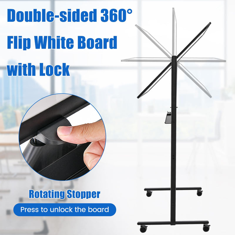 Load image into Gallery viewer, Goplus 48” x 32” Rolling Whiteboard, Height Adjustable Magnetic Dry Erase Board
