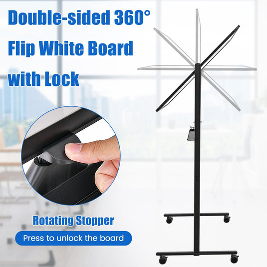 Goplus 48” x 32” Rolling Whiteboard, Height Adjustable Magnetic Dry Erase Board