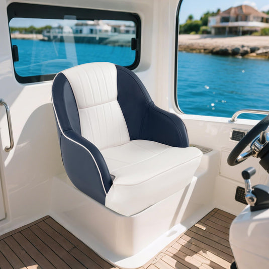 Goplus Pontoon Boat Seat with Thick Cushioned Seat | Ergonomic Cabin Caption Chair