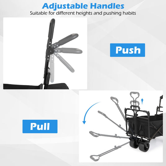 Goplus Collapsible Wagon with Removable Canopy & Detachable Storage Bag