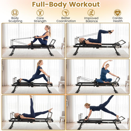 Goplus Foldable Pilates Reformer Machine for Home Gym 84