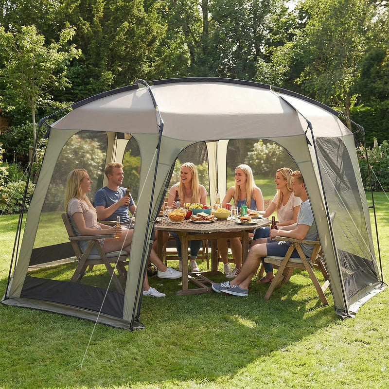 Load image into Gallery viewer, Goplus 12.5 FT X 11.7 FT Mesh Screen Tent with Zippered Door &amp; Carrying Bag
