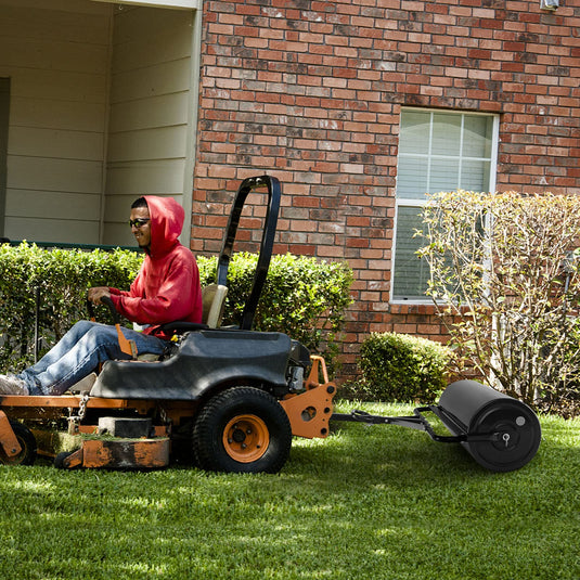Goplus Lawn Roller, Push/Tow-Behind Lawn Roller, 17 Gallon/63L Water/Sand-Filled Sod Roller with Detachable Gripping Handle