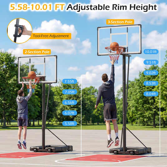 Goplus 5.6-10 FT Adjustable Portable Basketball Hoop Outdoor for Adults Backyard Driveway