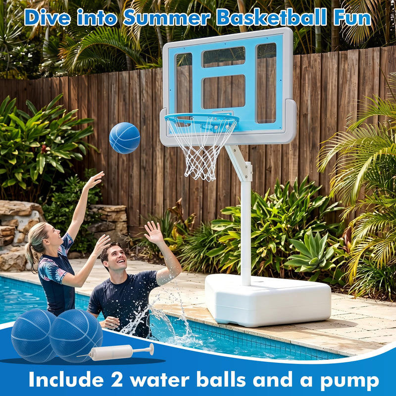 Load image into Gallery viewer, Goplus Pool Basketball Hoop w/Adjustable Height 2 Balls and Pump
