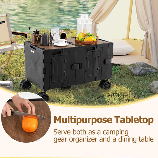 Goplus Portable Rolling Trolley Collapsible Cart for Grocery Shopping Camping & Travel