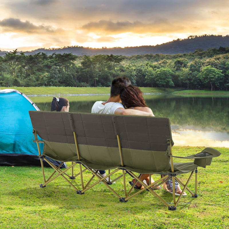 Load image into Gallery viewer, Goplus 3 Person Camping Chair for Adults, Outdoor Folding Oversized Camping Couch Chair (3-Person Seat)

