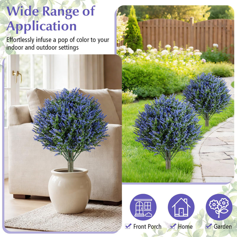 Load image into Gallery viewer, Goplus Set of 2 Artificial Lavender Topiary Ball Trees | Sun-Proof Indoor Outdoor Fake Evergreen Plants
