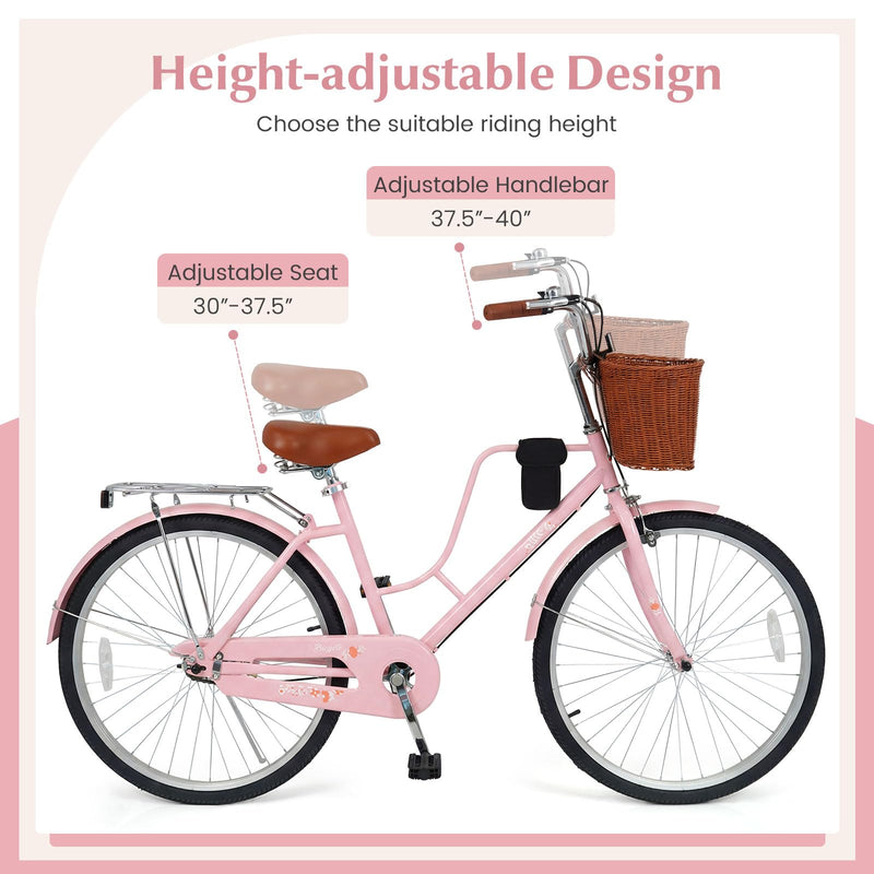 Load image into Gallery viewer, Goplus 24/26-Inch Beach Cruiser Bike for Women w/ Cup Holder Basket &amp; Front Rear Reflectors
