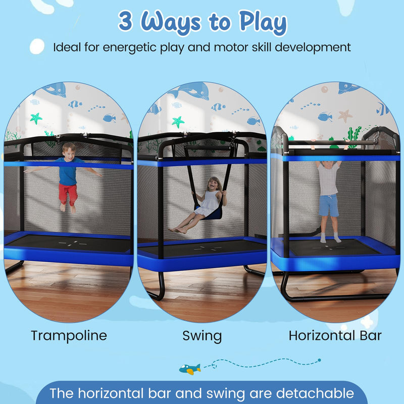 Load image into Gallery viewer, Goplus 6 x 4 FT Rectangle Kids Trampoline with Swing for Children Boys Girls
