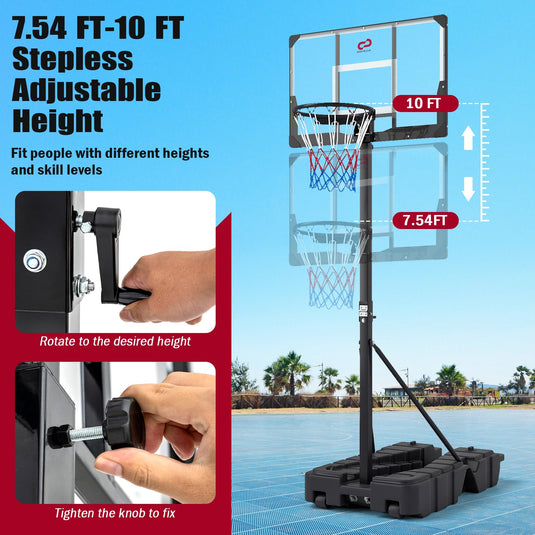 Goplus 10 FT Stepless Adjustable Basketball Goal System w/Fillable Base