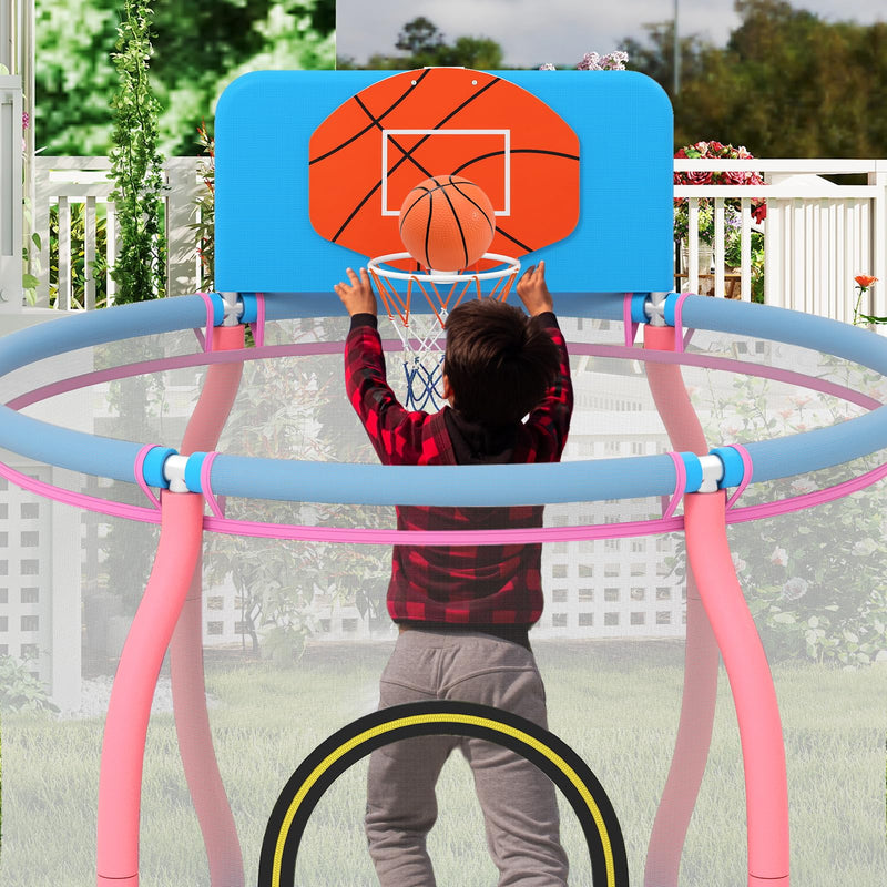 Load image into Gallery viewer, Goplus 48&quot; Indoor &amp; Outdoor Pumpkin Trampoline with Basketball Hoop &amp; Wide Backboard
