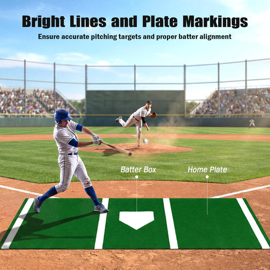 Goplus 10x3.8 ft Baseball Batting Mat with 15 mm Turf for Indoor Outdoor Training