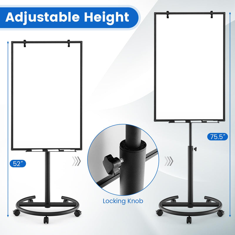 Load image into Gallery viewer, Goplus Mobile Whiteboard, 40&quot; x 26&quot; Height-Adjustable Dry Erase Board on Wheels
