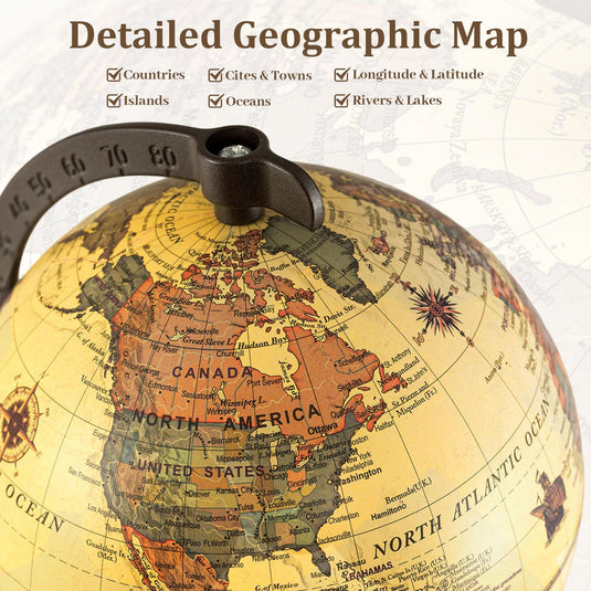 Goplus 5.5-Inch Mini Antique World Globes w/Curved Alloy Stem