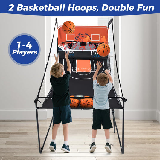 Goplus Foldable Dual Shot Basketball Arcade Game w/LCD Scoreboard & 4 Balls