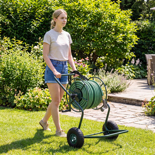 Goplus Heavy Duty Garden Hose Reel Cart | Holds up to 300 FT of 5/8" Hose