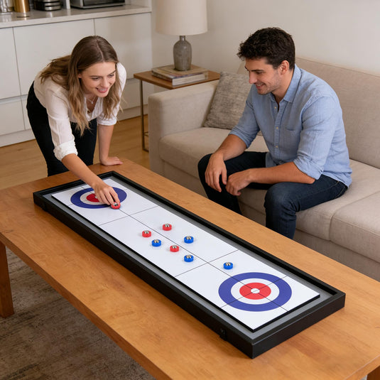 Goplus Shuffleboard and Curling 2 in 1 Board Game Combo Game Set for Adults