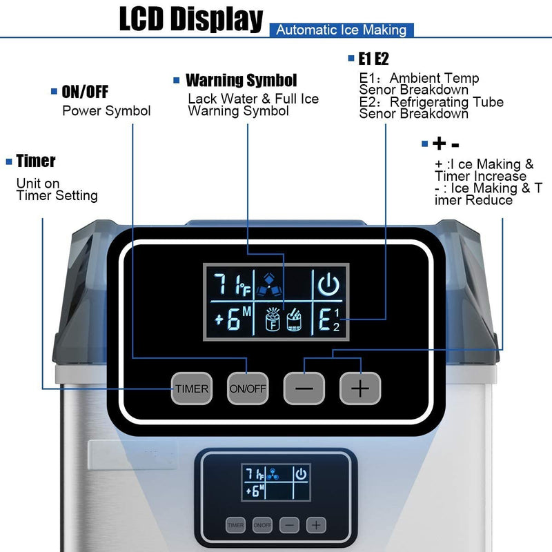 Load image into Gallery viewer, Countertop Ice Maker Machine, Stainless Steel, 48LBS/24H, Self-Clean Function
