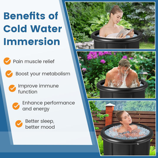 Goplus XL Ice Bath Tub for Athletes, 116 Gal Large Cold Plunge Tub with Cover for Cold Water Therapy Recovery