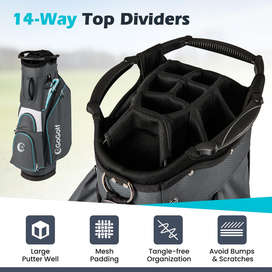 Goplus Lightweight Portable Golf Bag with 14-Way Divider Top for Men Women