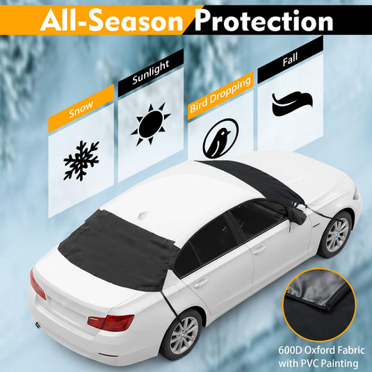 Goplus Car Windshield Snow Cover Set, Heavy Duty 600D Oxford Fabric Front & Rear Ice Frost Protectors