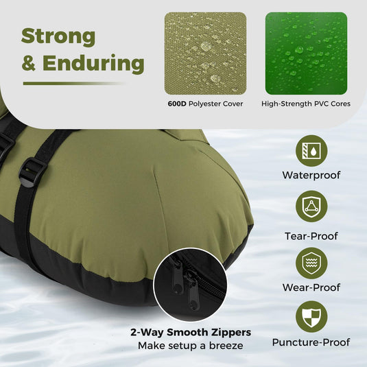 Goplus Inflatable Float Tube for Angling (Thickened Type with Rod Holder)