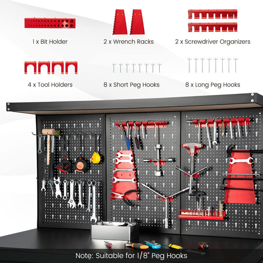 Goplus Work Bench with Pegboard