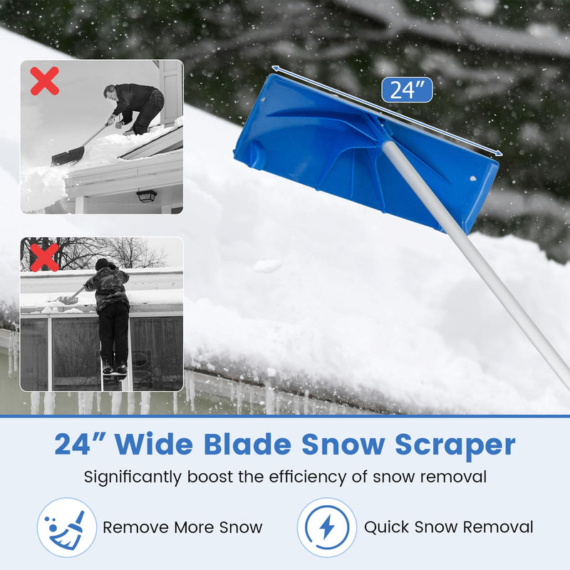 Load image into Gallery viewer, Goplus 3.4-20 FT Extendable Snow Removal Tool with 24" Wide Blade &amp; Wheels
