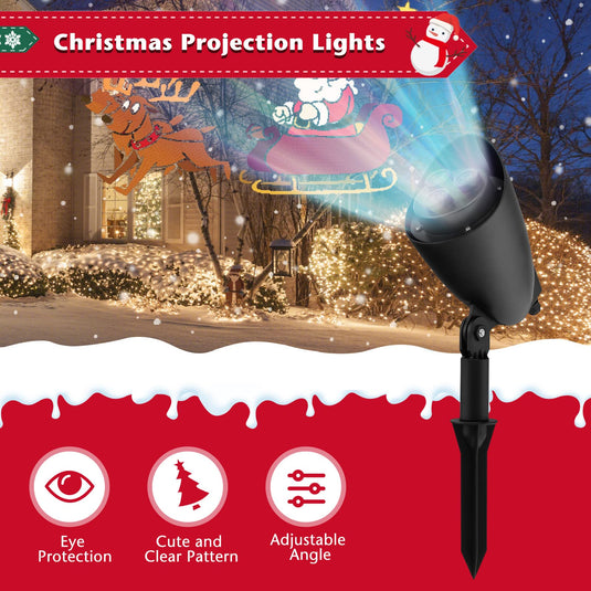 Goplus Christmas Projector Lights Outdoor | LED Santa Claus on Sleigh Projection Lamp