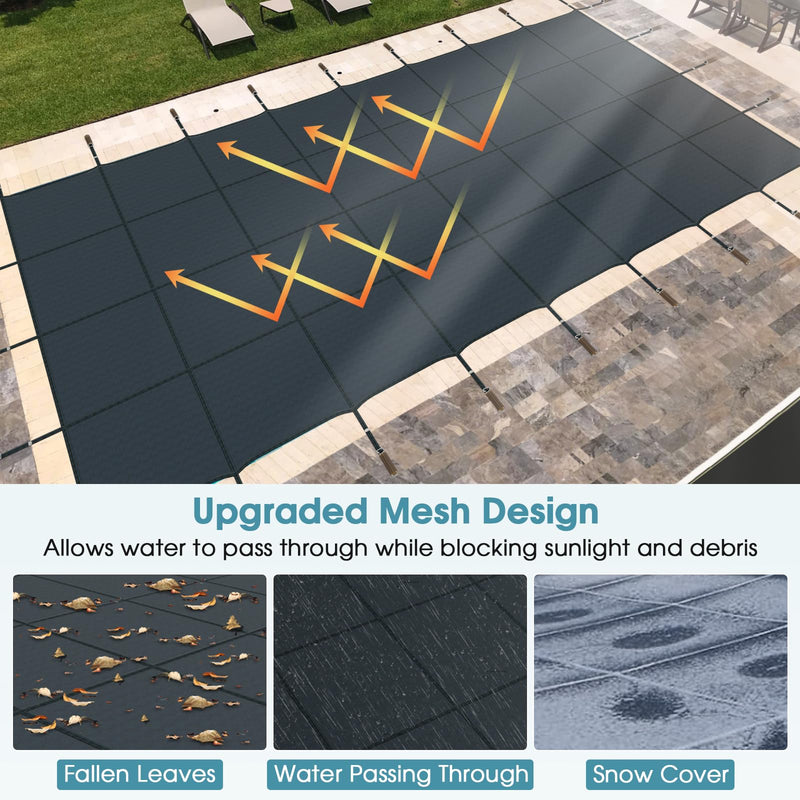 Load image into Gallery viewer, Goplus Safety Pool Cover, Fits 40FTx20FT Inground Swimming Pools, Rectangle Winter Leaf Pool Cover
