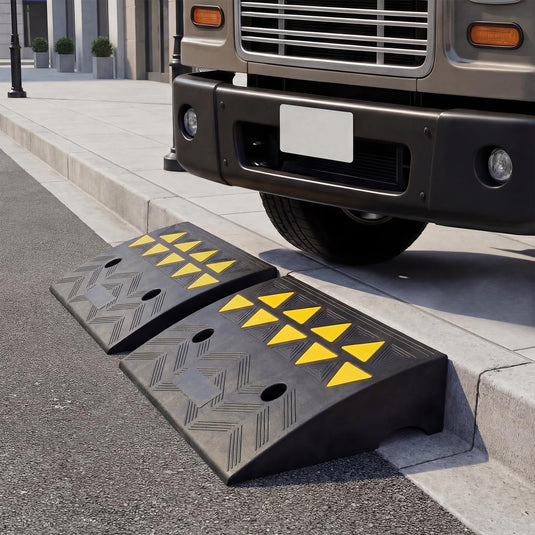 Goplus Heavy-Duty Rubber Curb Ramp 2 Pcs Driveway Threshold Ramps(5