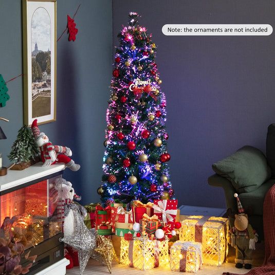 Goplus 5ft Fiber Optic Pencil Christmas Tree Xmas Full Tree for Home Office Holiday Decor