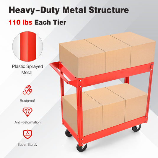 Goplus 2-Tier Utility Cart, Heavy Duty Commercial Service Tool Cart