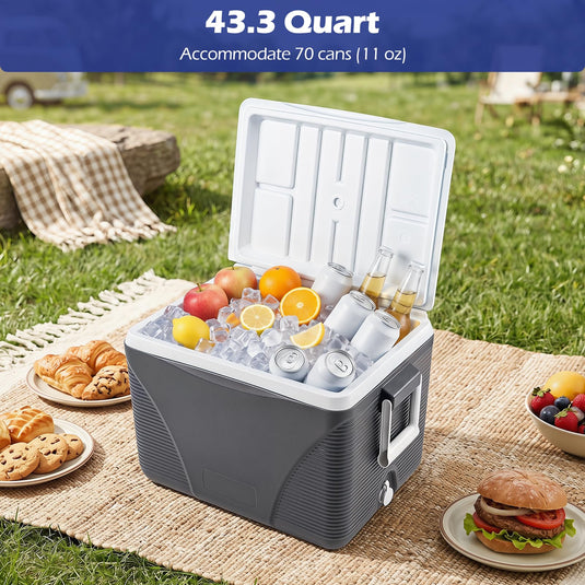 Goplus 43.3 Quart Portable Hard Cooler with Handles and 4 Cup Holders