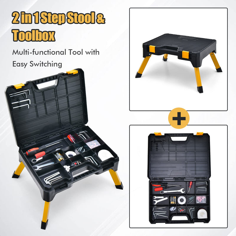 Load image into Gallery viewer, Goplus One Step Stool Tool Box, Folding Step Ladder with Wide Pedal
