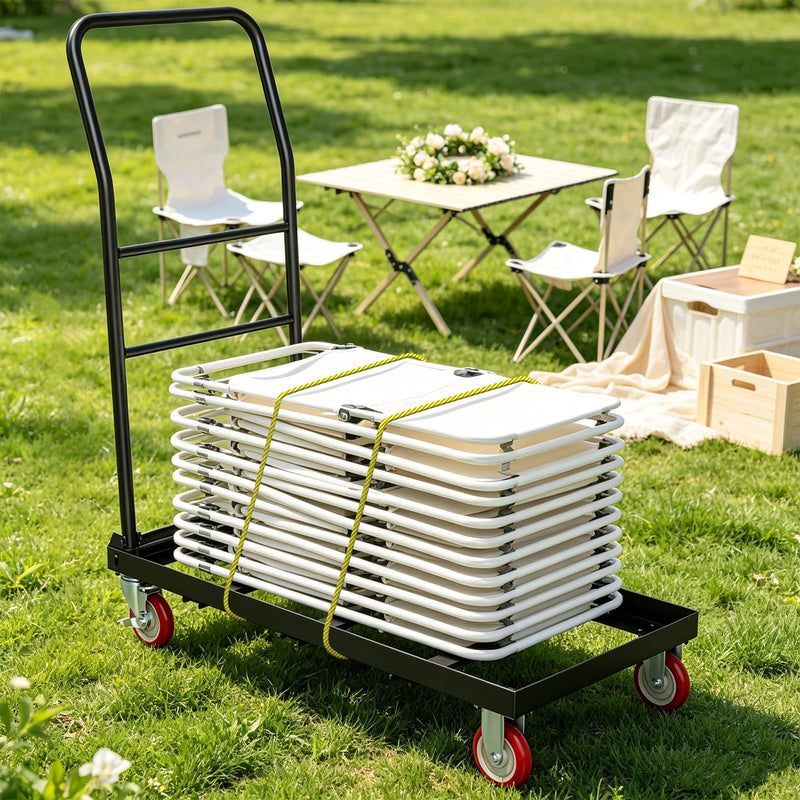 Load image into Gallery viewer, Goplus 800 LBS Folding Chair Rack with Rubber Wheels &amp; 2 Elastic Ropes
