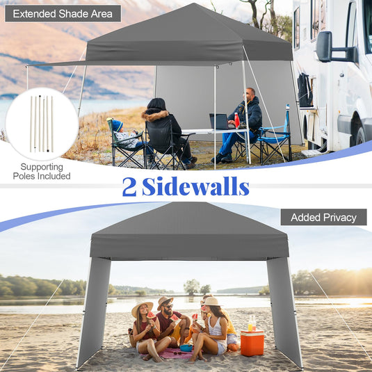 Goplus 9.2x14 FT Pop Up Canopy with 2 Sidewalls Easy Up Outdoor UPF50+ Patio Canopy w/Adjustable Slant Legs