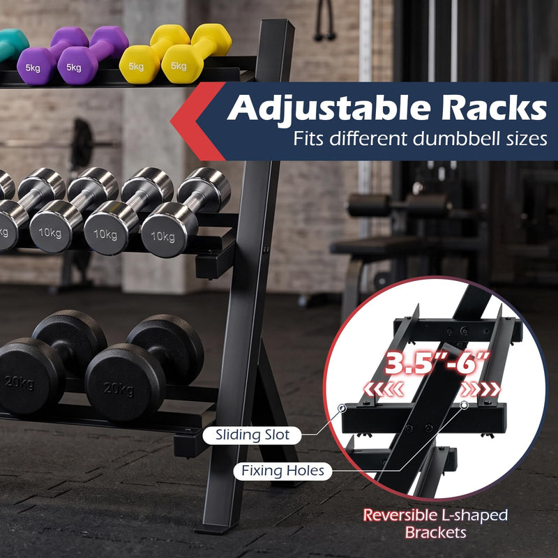 Load image into Gallery viewer, Goplus 3-Tier Adjustable Dumbbell Rack Stand Only for Home Gym Garage
