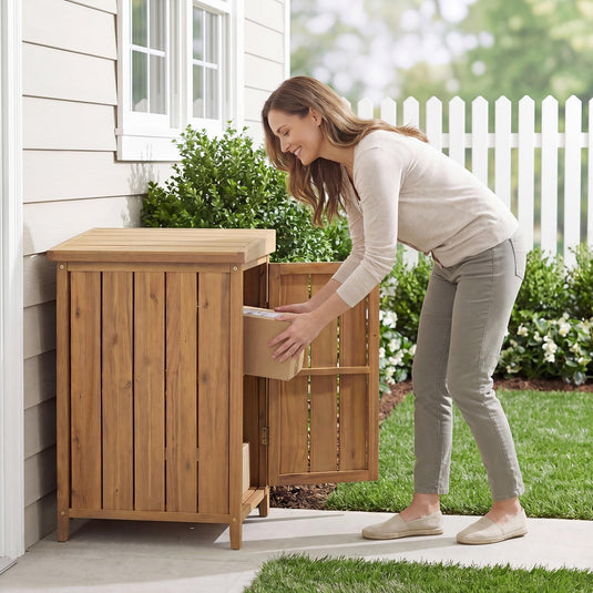 Goplus Wood Package Delivery Box for Outside