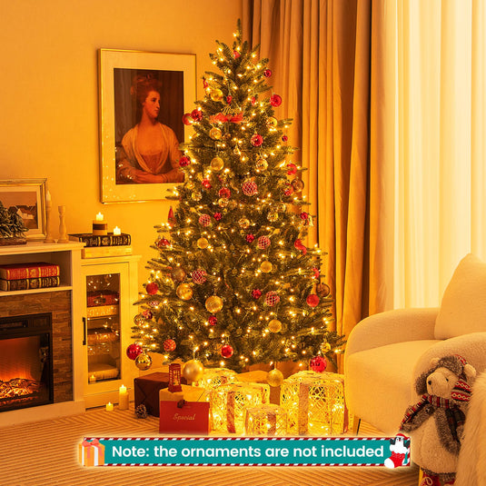 Goplus 6ft Pre-Lit Artificial Christmas Tree with 500 Warm-White Incandescent Lights