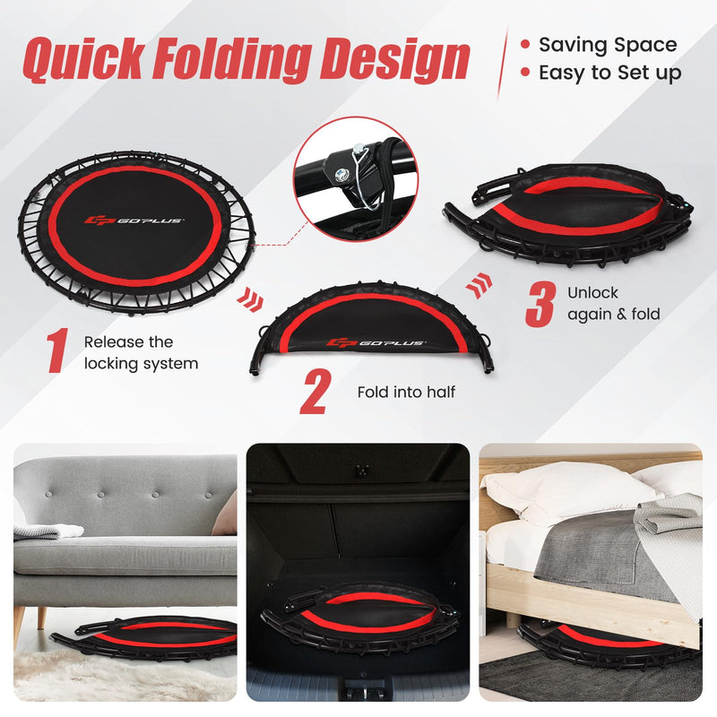Load image into Gallery viewer, 40&#39;&#39; Folding Fitness Trampoline, Portable Mini Exercise Rebounder
