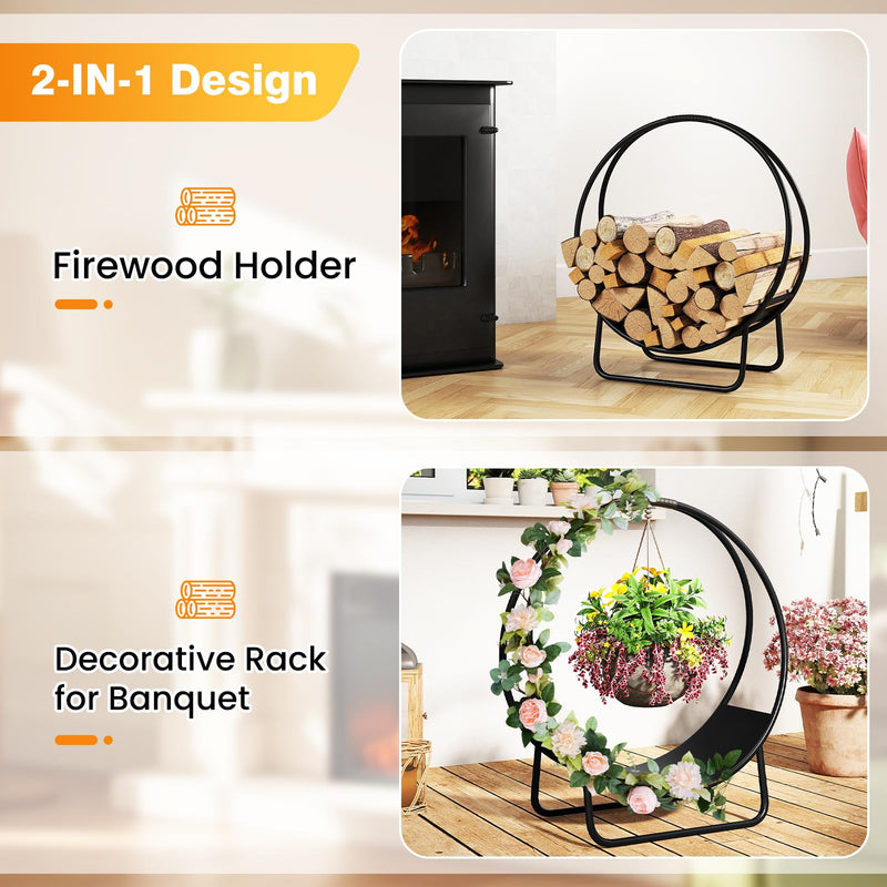 Load image into Gallery viewer, Goplus 20" Round Heavy-duty Metal Curved Log Rack with Stand for Indoor &amp; Outdoor
