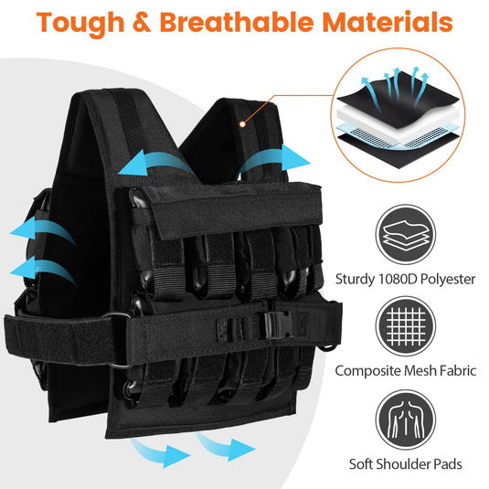 Goplus Adjustable Weighted Vest for Men Women (44LBS w/49”-58” Waist Size)
