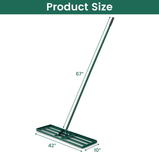Goplus Lawn Leveling Rake, Heavy Duty Level Lawn Tool w/ Ergonomic Handle for Soil