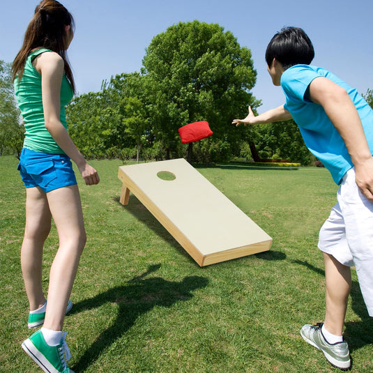 Goplus Solid Wood Corn Hole Game Board Includes 8 Bean Bags